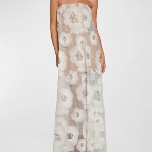 Helsi - Margot Strapless Beaded Floral Tulle Gown